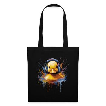 Bébé canard écoutant de la musique avec des écouteurs - Sac en tissu - noir - Devant