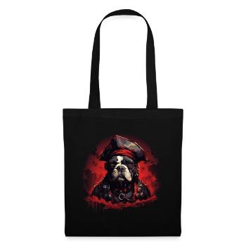 Bouledogue français Pirate - Sac en tissu - noir - Devant