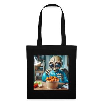 Alien découvre de délicieuses ailes de poulet - Sac en tissu - noir - Devant