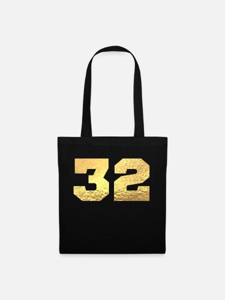 Numéro 32 paillettes doré - 32e anniversaire - Sac en tissu - noir