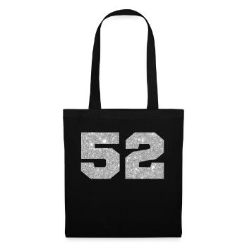 Number 52 Silver Glitter - 52nd Anniversary - Tote Bag - black - Front