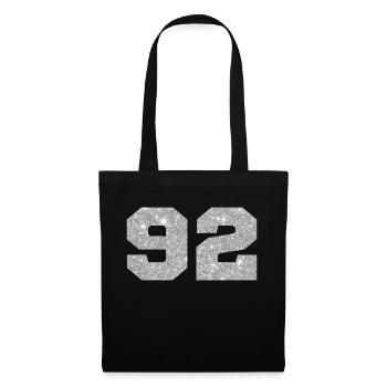 Number 92 Silver Glitter - 92nd Birthday - Tote Bag - black - Front