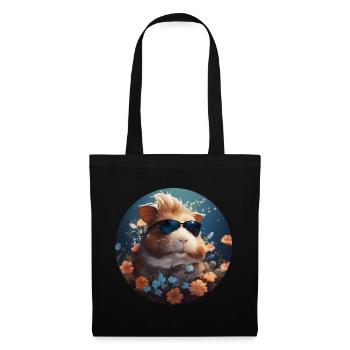 Cochons d’Inde et fleurs - Sac en tissu - noir - Devant