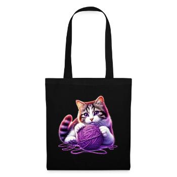 Cat plays with a ball of yarn - Tote Bag - black - Front