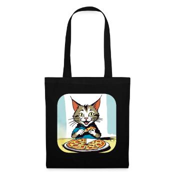 Le chat adore la pizza - Sac en tissu - noir - Devant