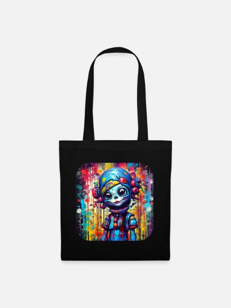 Coole Gothic Girl Puppe - Stoffbeutel - Schwarz