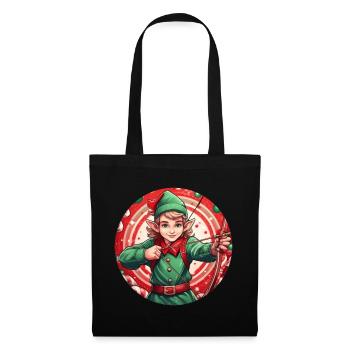 Weihnachtself Bogenschießen - Stoffbeutel - Schwarz - Vorne