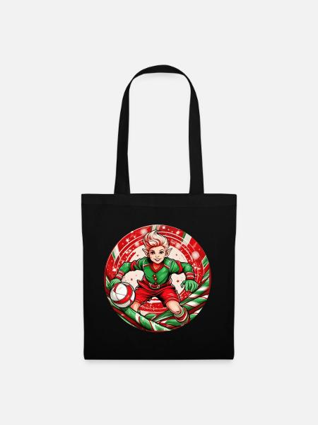 Weihnachtself Handball - Stoffbeutel - Schwarz