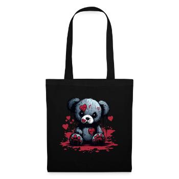 Ours en peluche effrayant mignon - Sac en tissu - noir - Devant