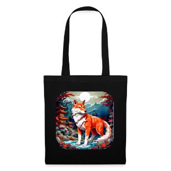 Renard asiatique - Sac en tissu - noir - Devant