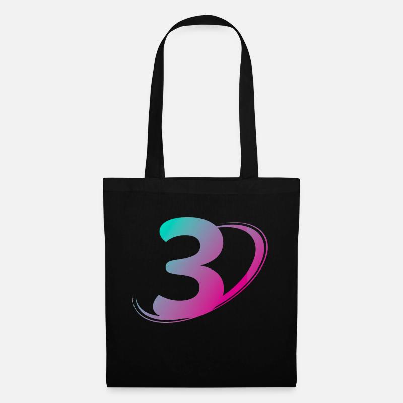 Numéro 3 multicolore - Sac en tissu - noir