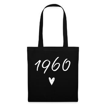 1960 coeur anniversaire - Sac en tissu - noir - Devant