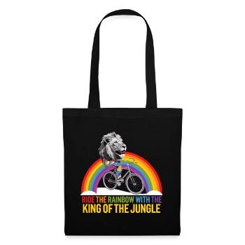 Lion Riding Rainbow with Jungle Text - Tote Bag - black - Front