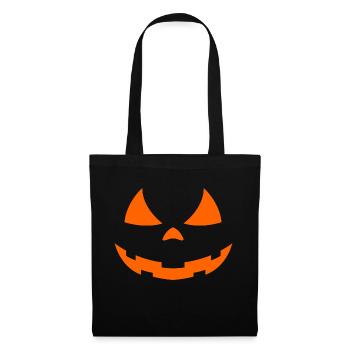 Citrouille Halloween Visage - Sac en tissu - noir - Devant