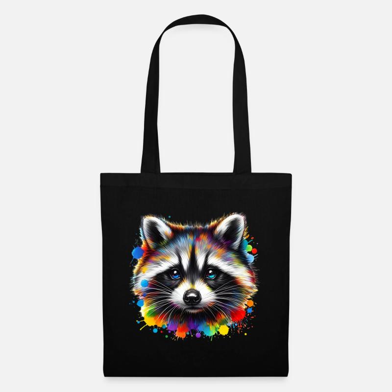 Waschbär - Stoffbeutel - Schwarz