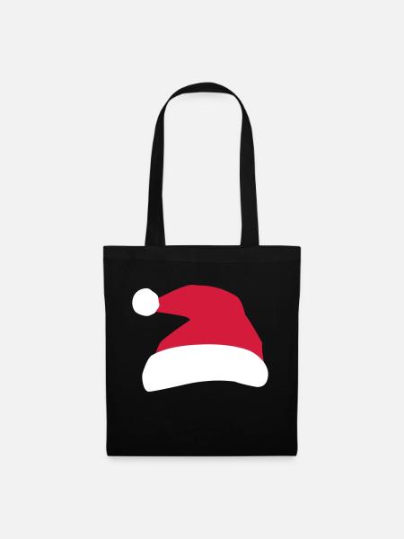 Weihnachtsmann Mütze - Stoffbeutel - Schwarz