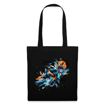 Martin pécheur, aquarelle coloré,oiseau - Sac en tissu - noir - Devant