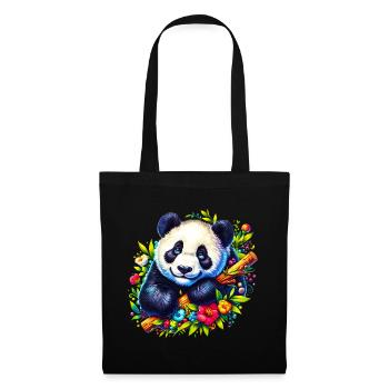 Panda - Stoffbeutel - Schwarz - Vorne
