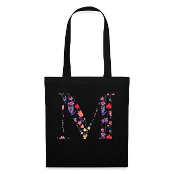 Personalized Floral Letter M - Gift Idea - Tote Bag - black - Front