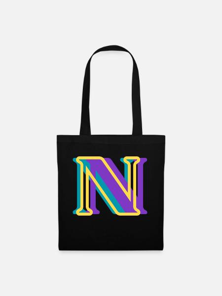 Multicolored letter n - Tote Bag - black