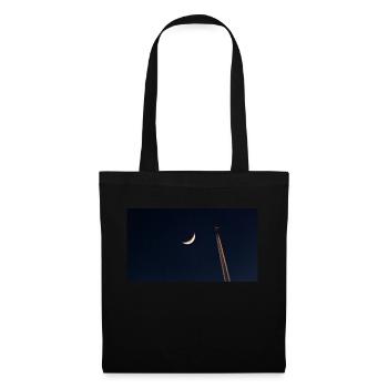 Der Mond und das Flugzeug - Stoffbeutel - Schwarz - Vorne