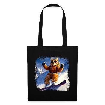 Cat Snowboard - Tote Bag - black - Front