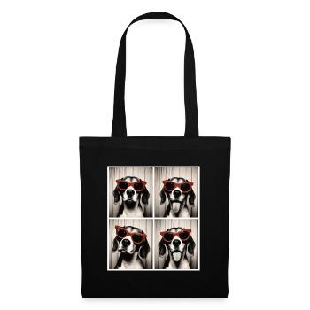 Photobooth Beagle avec lunettes de soleil rouges - Sac en tissu - noir - Devant