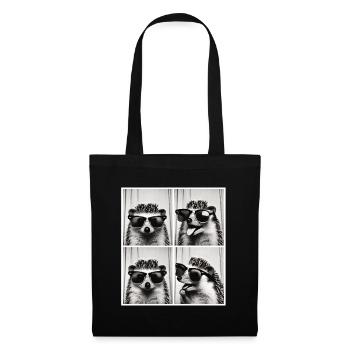 Photomaton hérisson avec lunettes de soleil - Sac en tissu - noir - Devant