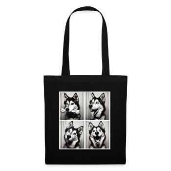 Funny Husky Photo Box - Chemise de chien vintage - Sac en tissu - noir - Devant