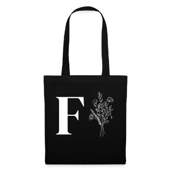 Minimalistische Blumen - Stoffbeutel - Schwarz - Vorne