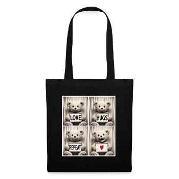 Teddy Bear – Love Hugs Repeat - Sac en tissu - noir - Devant