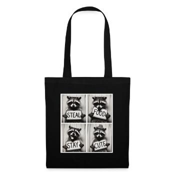 Funny Raccoon – Steal Food Stay Cute - Tote Bag - black - Front