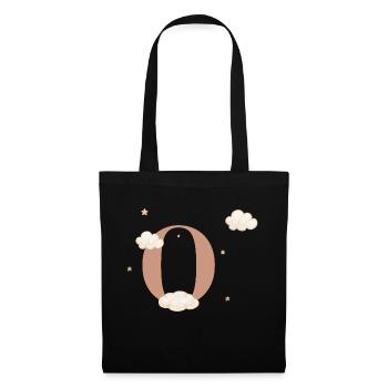 Lettre o nuages étoiles - Sac en tissu - noir - Devant