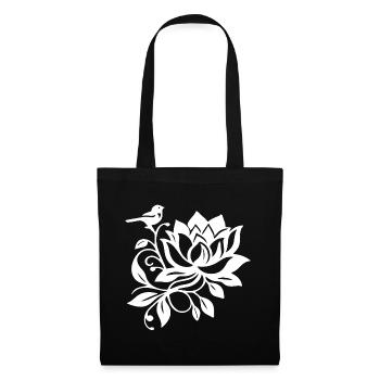 Le lotus blanc et l'oiseau - Sac en tissu - noir - Devant