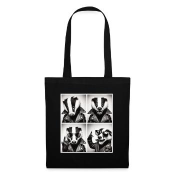 Badass Badger - Style rocker avec veste en cuir - Sac en tissu - noir - Devant