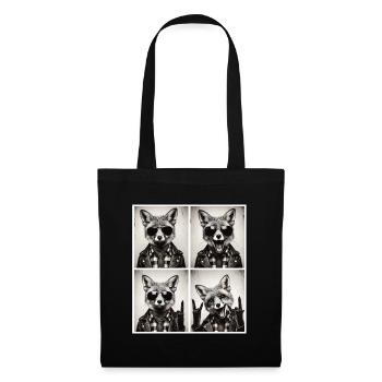 Renard décontracté – style rocker avec lunettes de soleil - Sac en tissu - noir - Devant