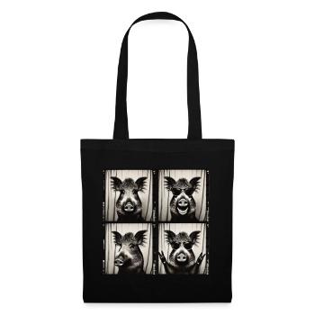 Sanglier avec lunettes de soleil – style rocker - Sac en tissu - noir - Devant
