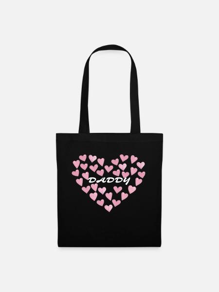 Daddy Love - Rosa Herzen | Ideal für Vatertag - Stoffbeutel - Schwarz