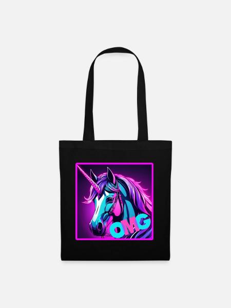 buntes unicorn - Stoffbeutel - Schwarz
