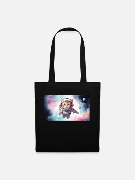 Cat as an astronaut | Gift for cat fans - Tote Bag - black