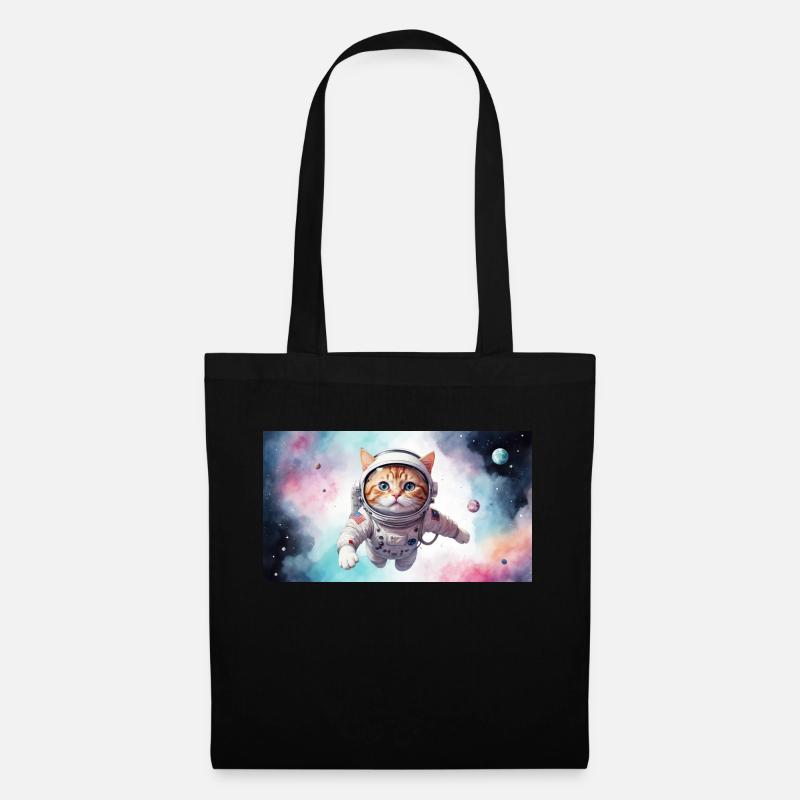 Katze als Astronaut | Geschenk für Katzenfans - Stoffbeutel - Schwarz