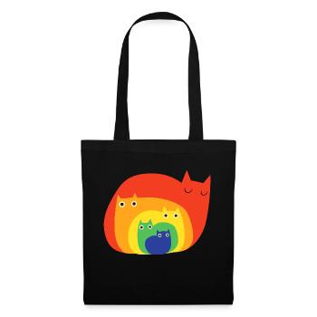 Rainbow Cats Cute - Stoffbeutel - Schwarz - Vorne