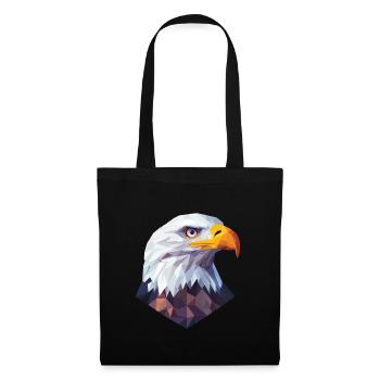 Adler Kopf Low Poly Logo Design - Stoffbeutel - Schwarz - Vorne