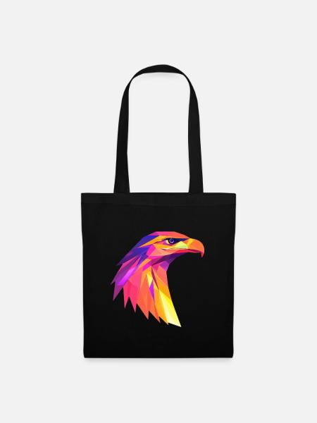 Eagle Head Low Poly Logo Design - Tote Bag - black