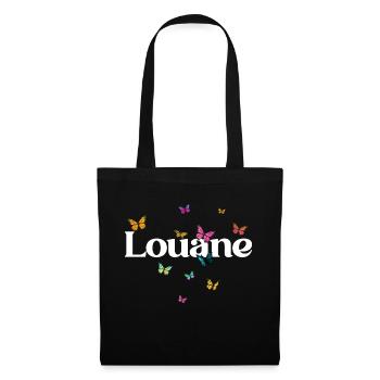 LOUANE - Beau prénom de fille avec des papillons - Sac en tissu - noir - Devant