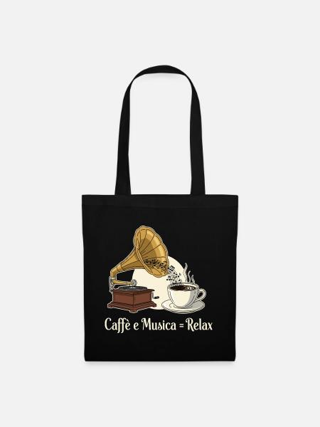 Caffè e Musica = Relax - Stoffbeutel - Schwarz