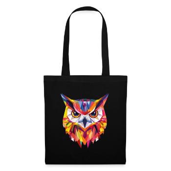 Low Poly Owl – un design moderne pour les petits malins - Sac en tissu - noir - Devant