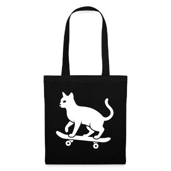 Cool Cat Skateboarder Silhouette Minimalist - Tote Bag - black - Front