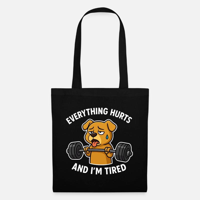 Exhausted Dog Lifting Weights - Tote Bag - black