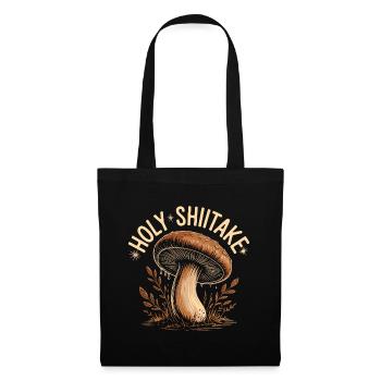 Holy Shiitake Pilz - Lustiger Spruch - Stoffbeutel - Schwarz - Vorne